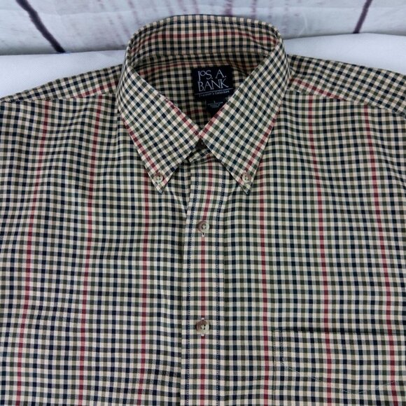 Jos A Bank Traveler's Collection Multicolor Check Men's Long Sleeve Shirt Size L - Picture 12 of 13